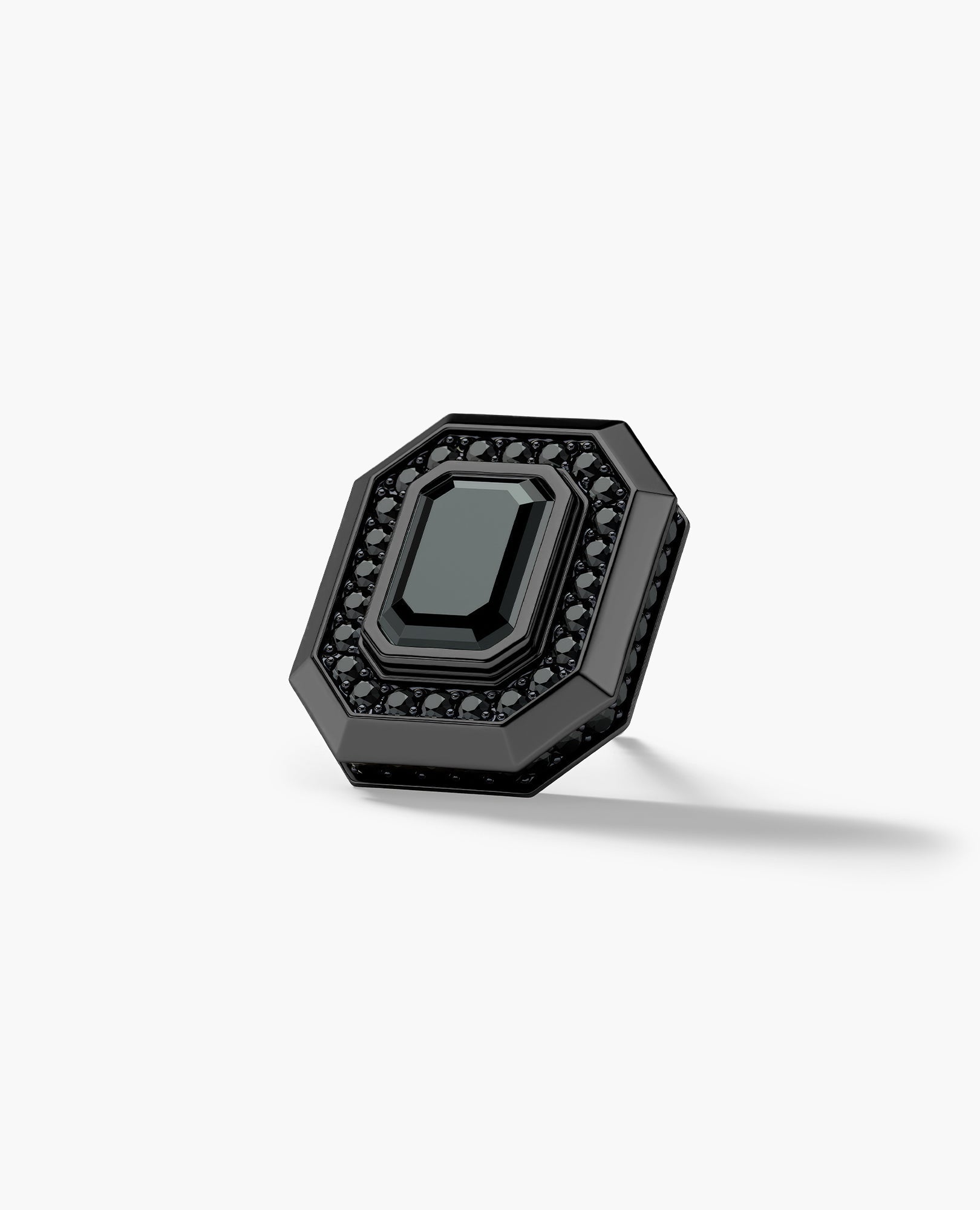 HALO EverBlak Gold Emerald Cut Single Stud Earring with 0.55ct - 1.40ct Black Diamonds