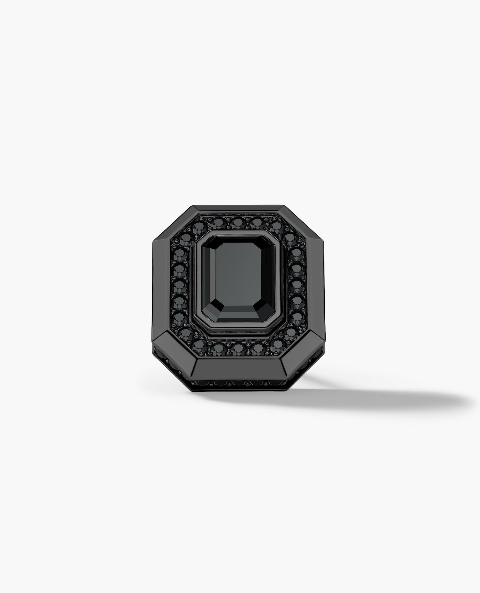 HALO EverBlak Gold Emerald Cut Single Stud Earring with 0.55ct - 1.40ct Black Diamonds