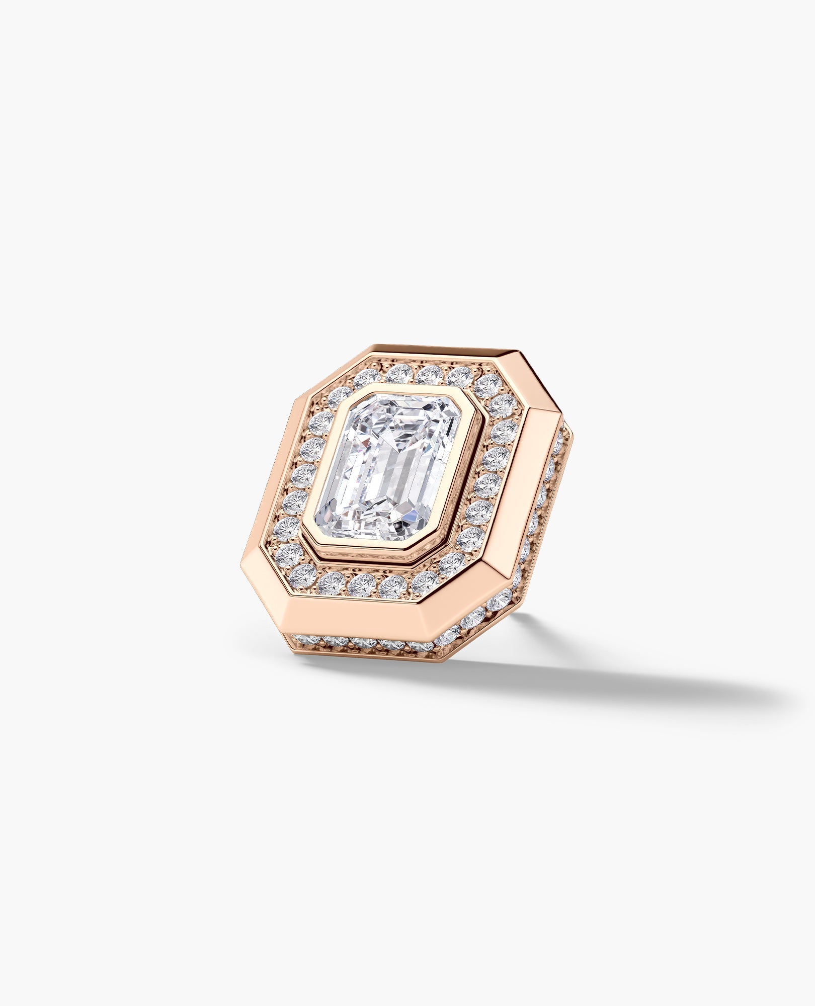 HALO Gold Emerald Cut Single Stud Earring with 0.55ct - 1.40ct Diamonds