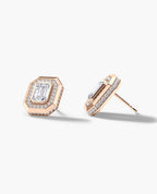 HALO Gold Emerald Cut Single Stud Earring with 0.55ct - 1.40ct Diamonds
