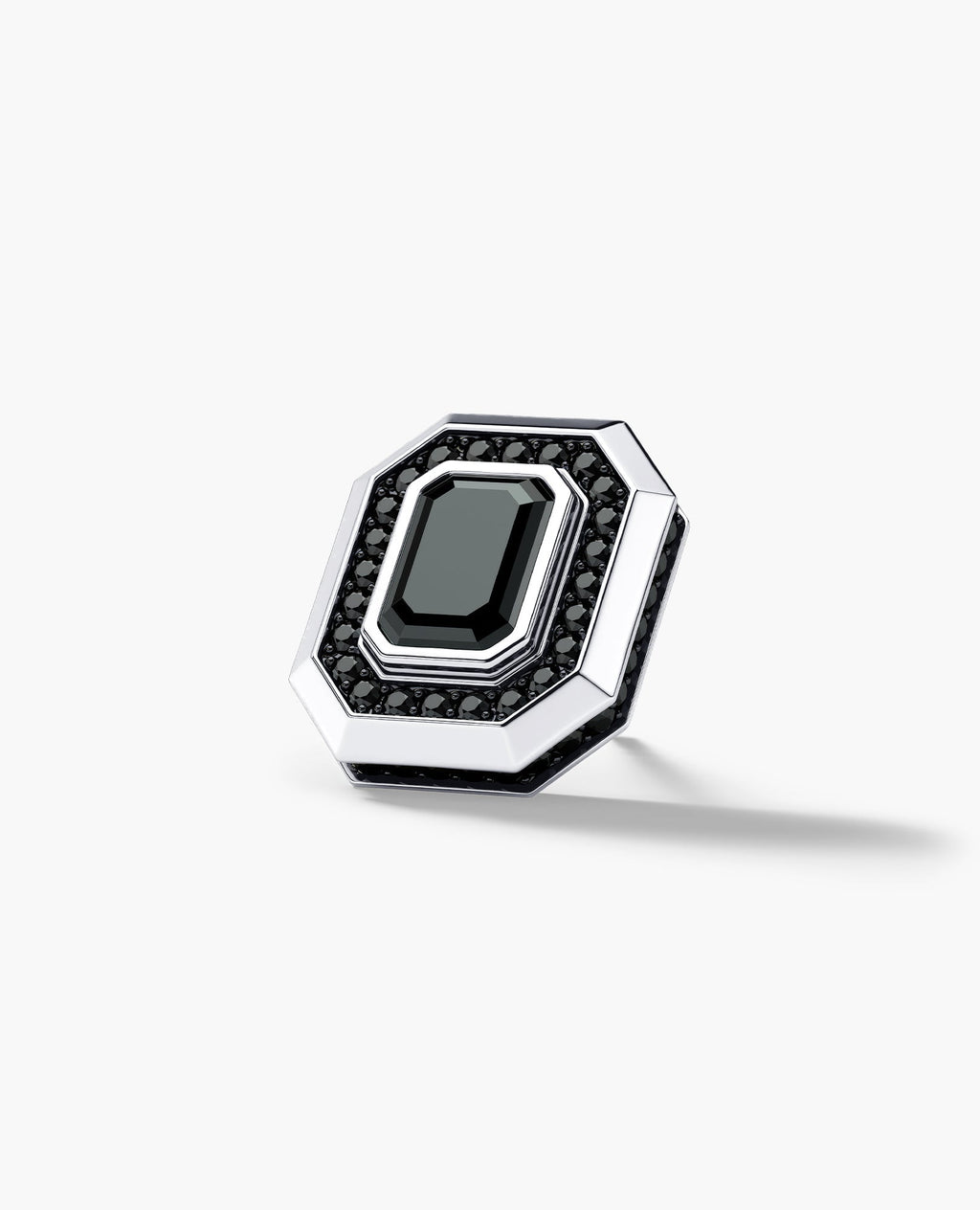 HALO Gold Emerald Cut Single Stud Earring with 0.55ct - 1.40ct Black Diamonds