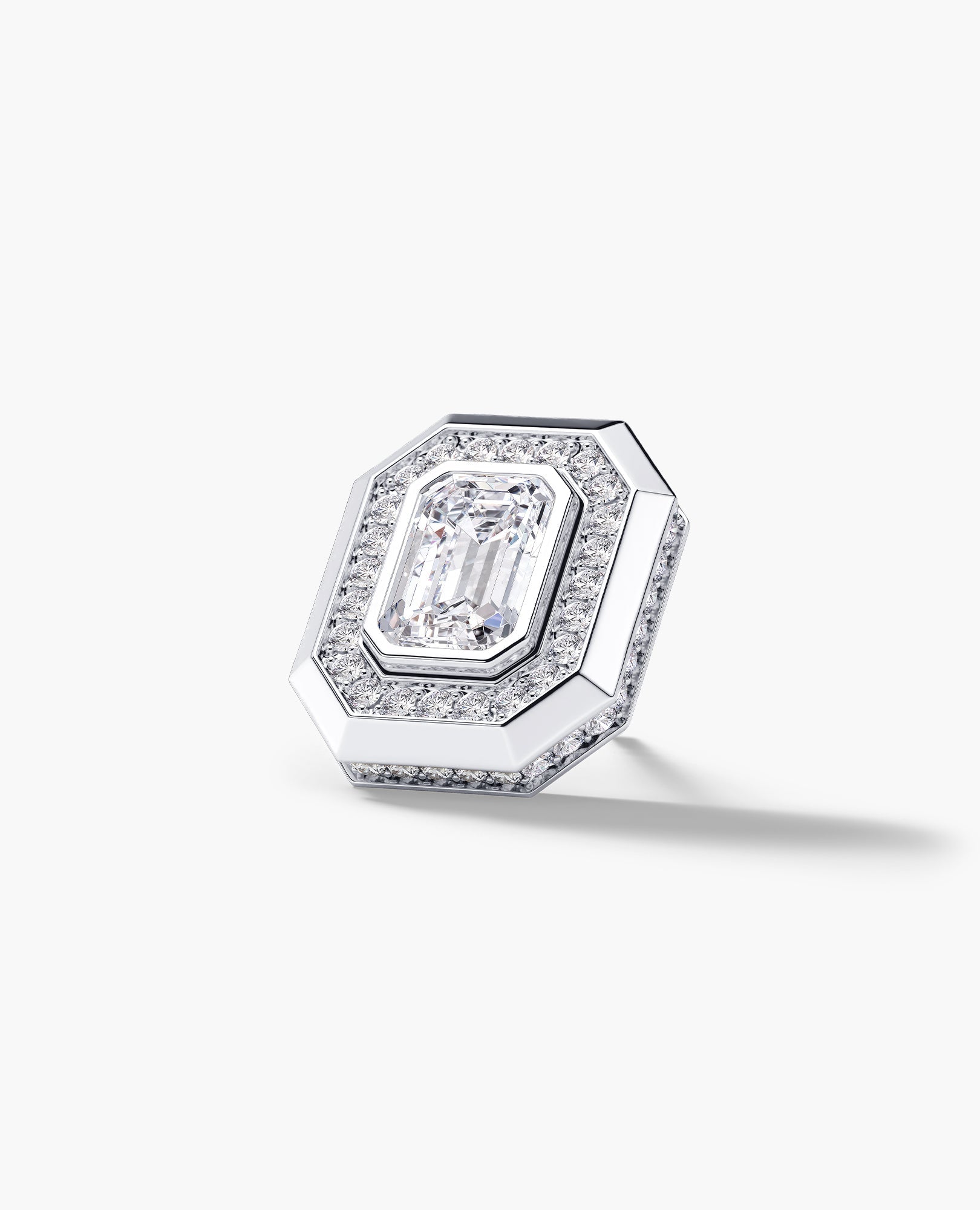 HALO Gold Emerald Cut Single Stud Earring with 0.55ct - 1.40ct Diamonds