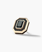 HALO Gold Emerald Cut Single Stud Earring with 0.55ct - 1.40ct Black Diamonds
