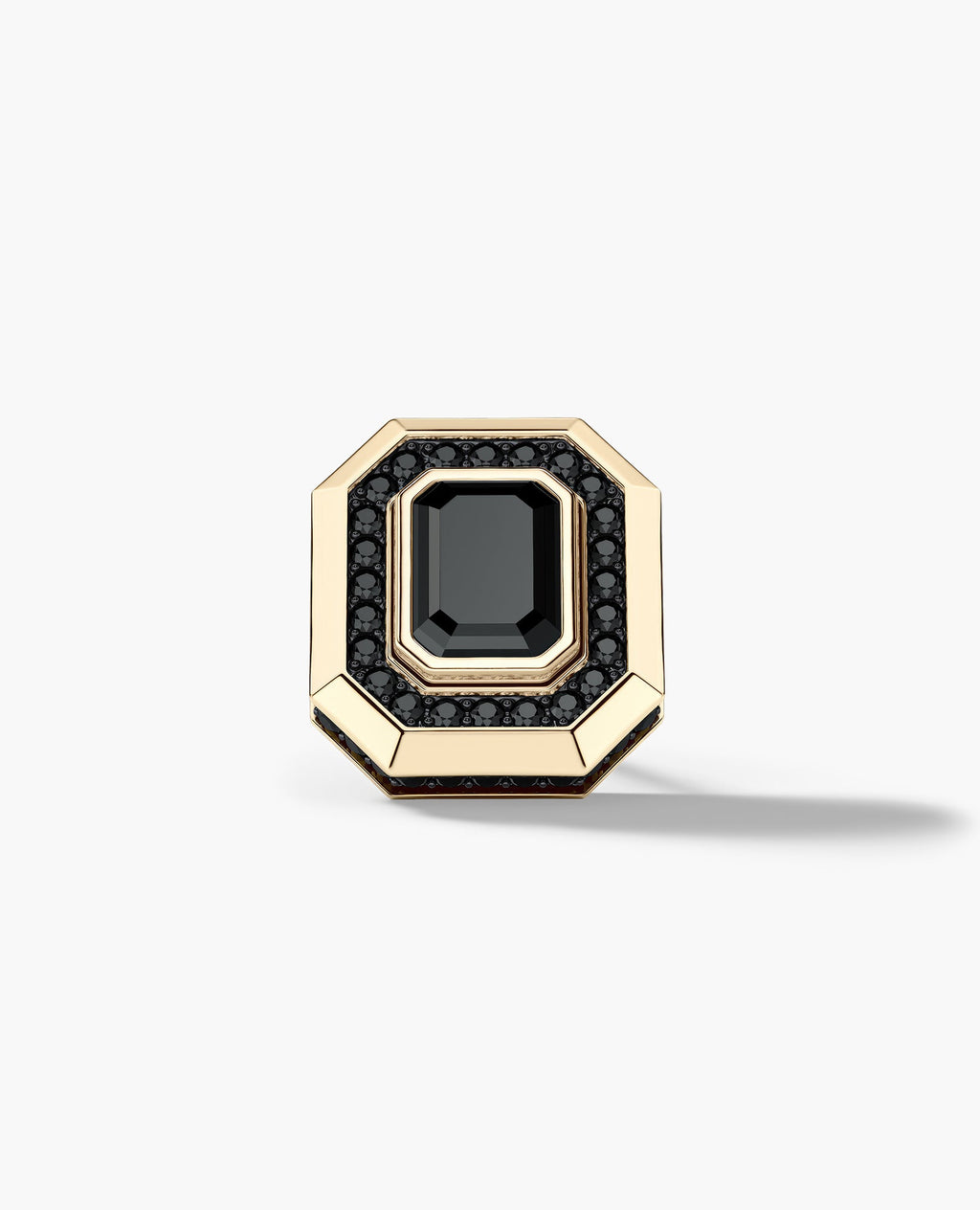 HALO Gold Emerald Cut Single Stud Earring with 0.55ct - 1.40ct Black Diamonds