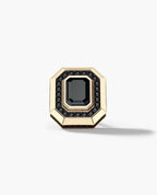 HALO Gold Emerald Cut Single Stud Earring with 0.55ct - 1.40ct Black Diamonds