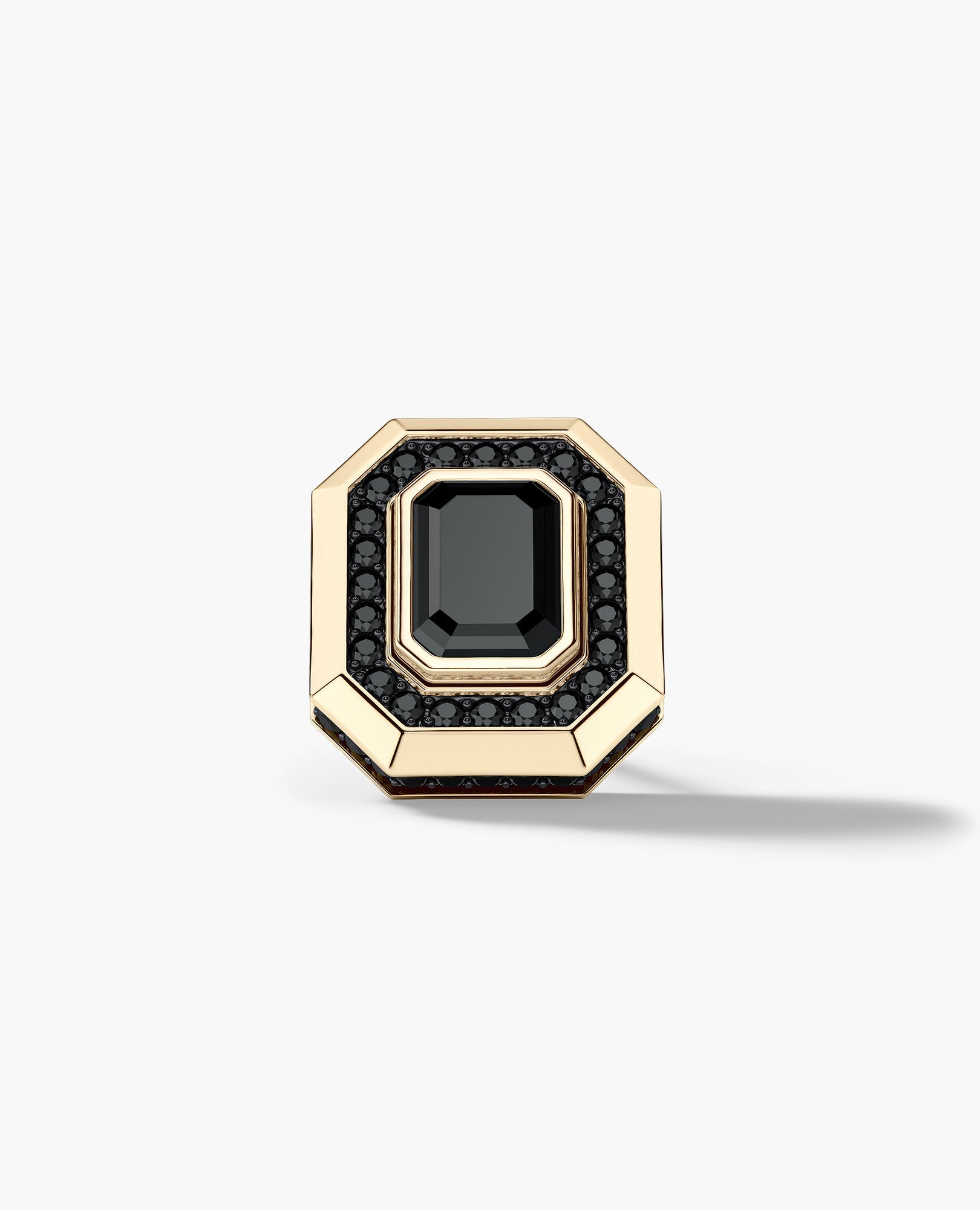HALO Gold Emerald Cut Single Stud Earring with 0.55ct - 1.40ct Black Diamonds