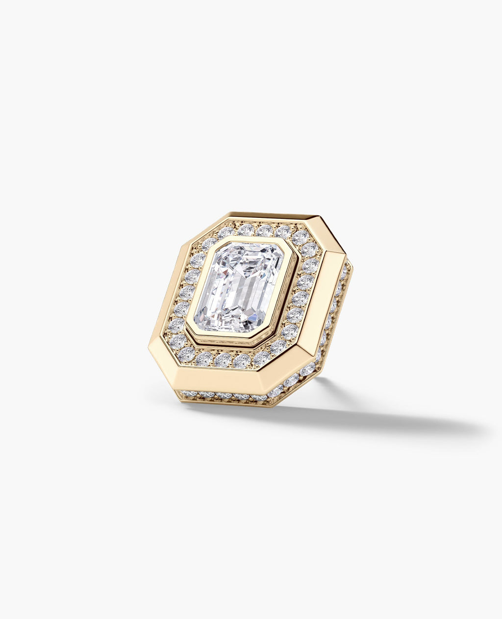 HALO Gold Emerald Cut Single Stud Earring with 0.55ct - 1.40ct Diamonds