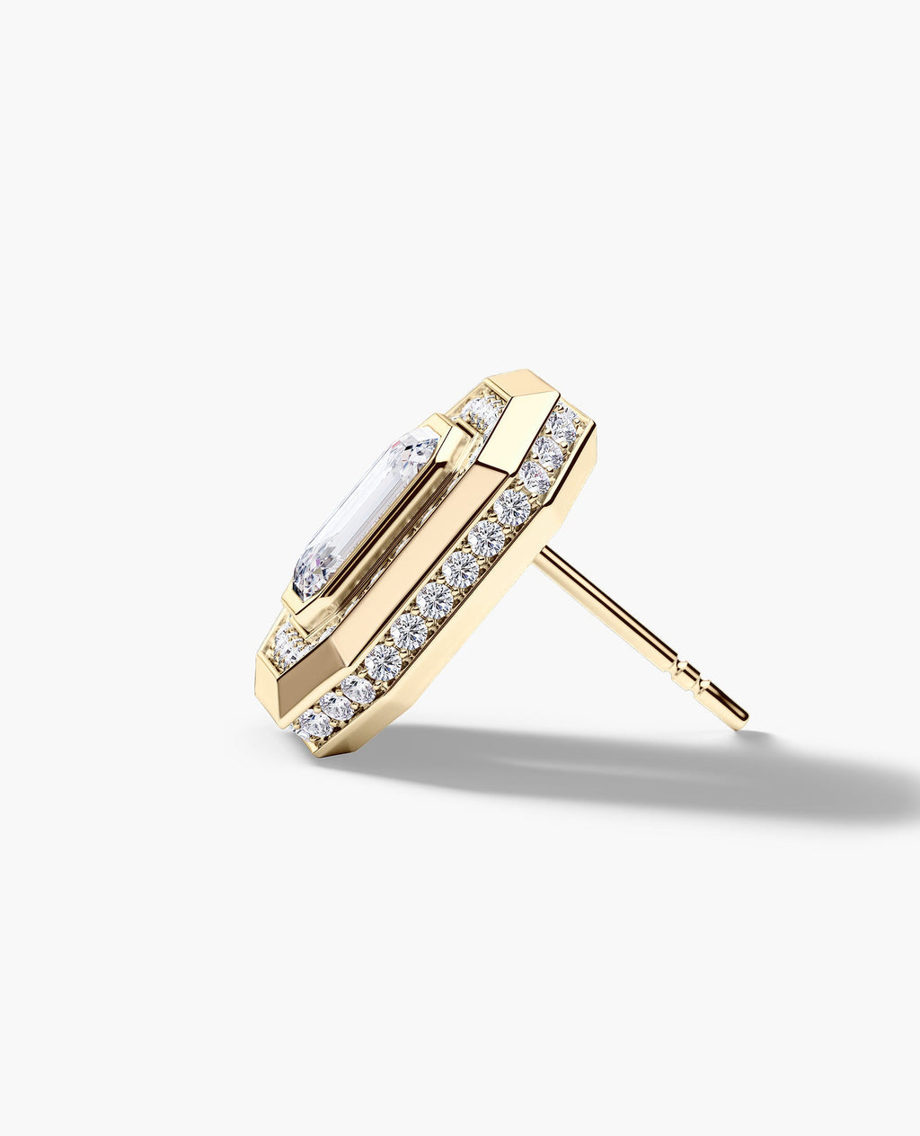 HALO Gold Emerald Cut Single Stud Earring with 0.55ct - 1.40ct Diamonds