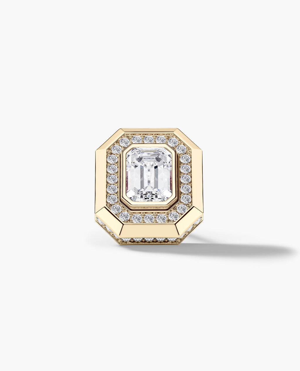 HALO Gold Emerald Cut Single Stud Earring with 0.55ct - 1.40ct Diamonds