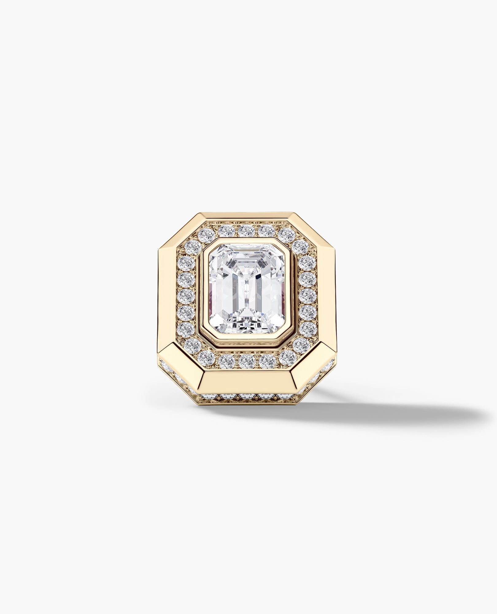 HALO Gold Emerald Cut Single Stud Earring with 0.55ct - 1.40ct Diamonds