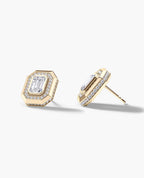 HALO Gold Emerald Cut Single Stud Earring with 0.55ct - 1.40ct Diamonds