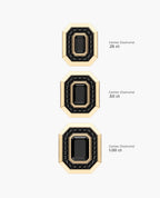 HALO Gold Emerald Cut Single Stud Earring with 0.55ct - 1.40ct Black Diamonds