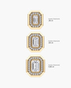 HALO Gold Emerald Cut Single Stud Earring with 0.55ct - 1.40ct Diamonds