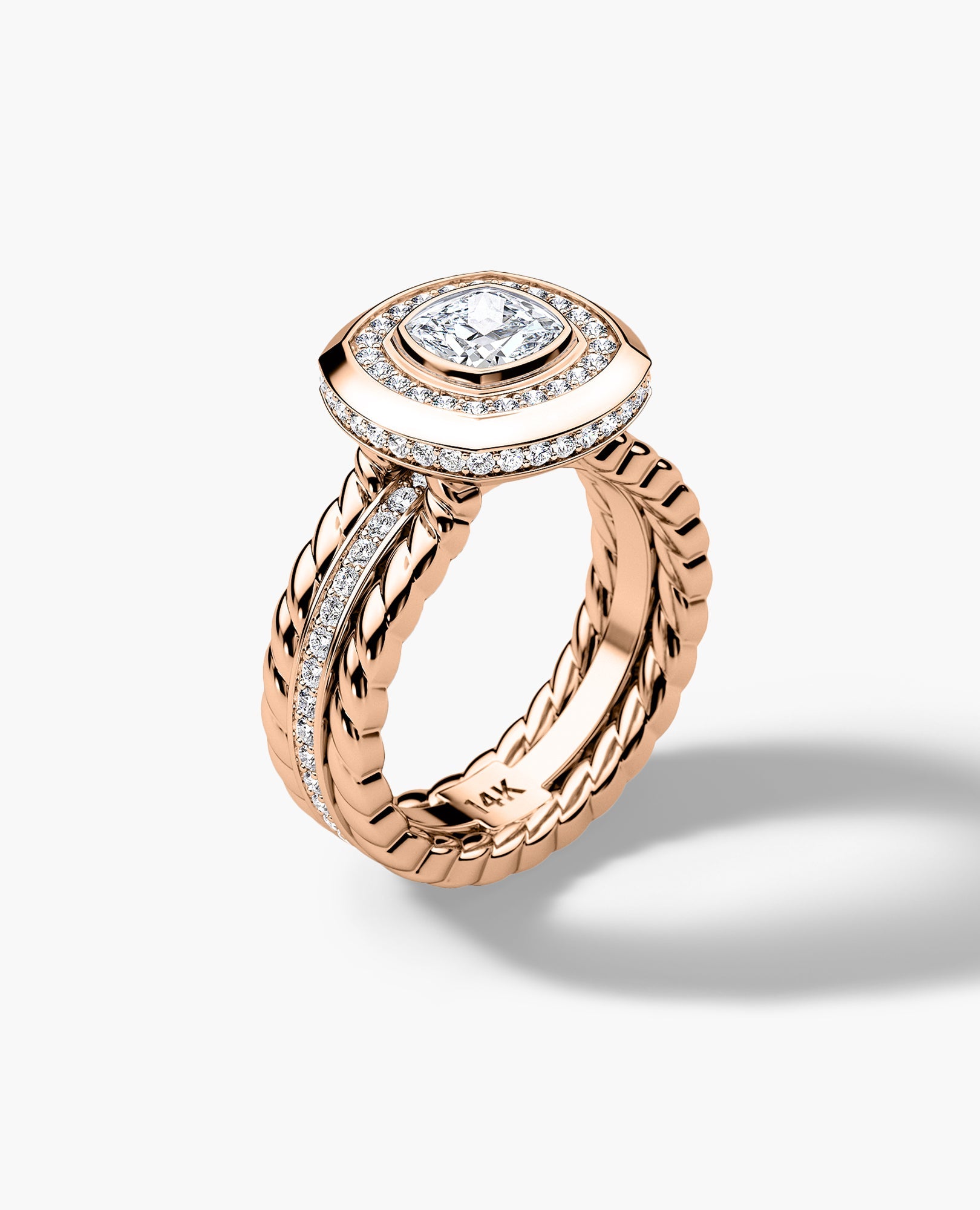ROPES Cushion Cut Diamond Gold Engagement Ring