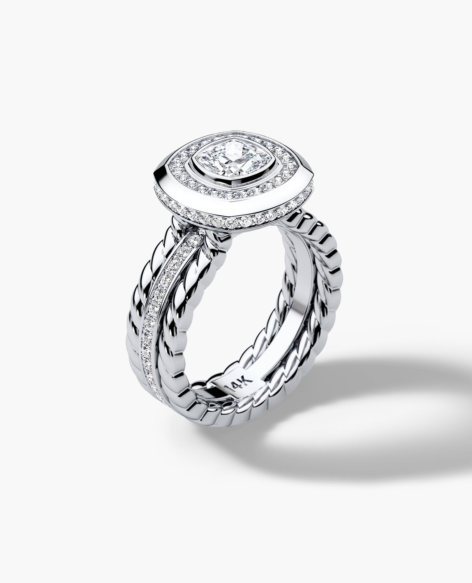 ROPES Cushion Cut Diamond Gold Engagement Ring Main image