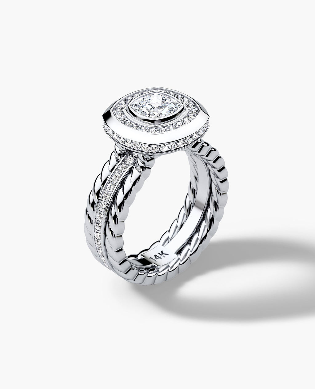 ROPES Cushion Cut Diamond Gold Engagement Ring