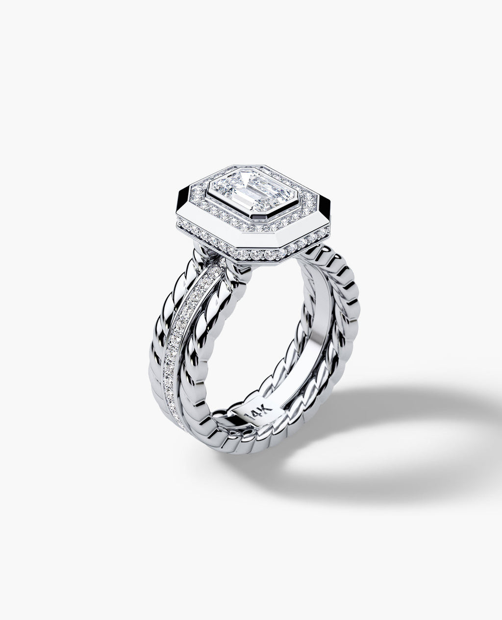 ROPES Emerald Cut Diamond Gold Engagement Ring