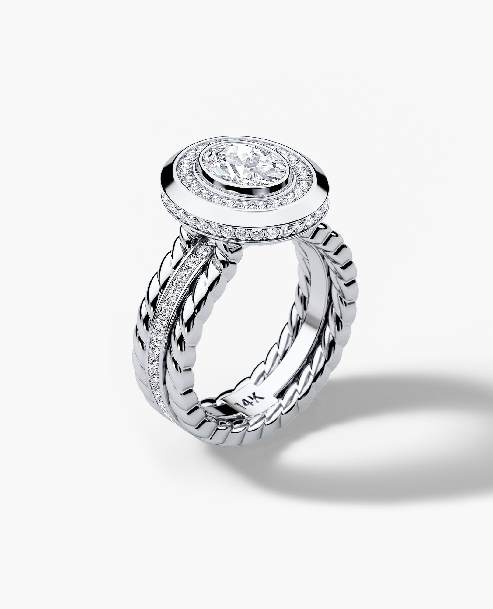 ROPES Oval Cut Diamond Gold Engagement Ring Imagen principal del producto