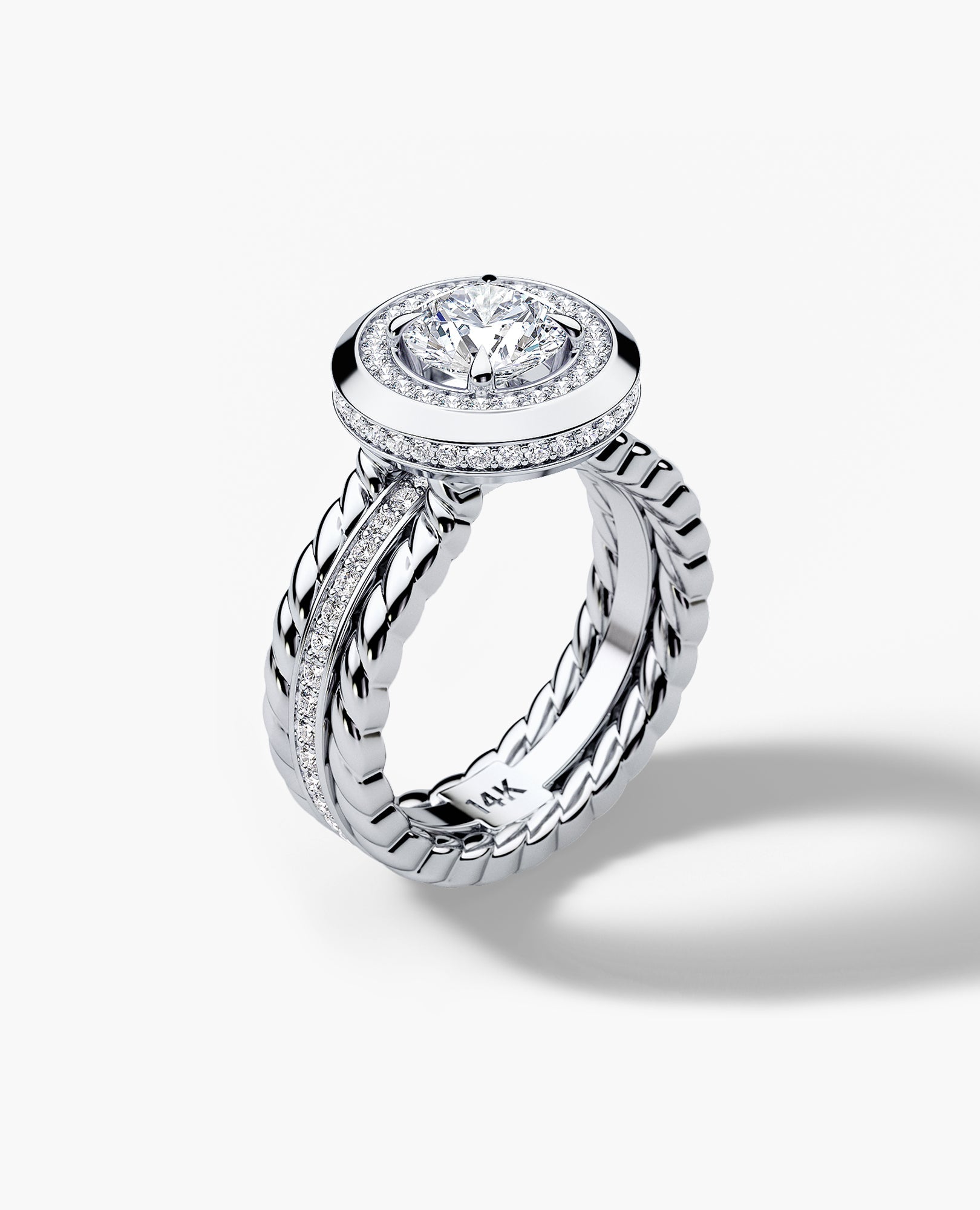 ROPES Round Cut Diamond Gold Engagement Ring