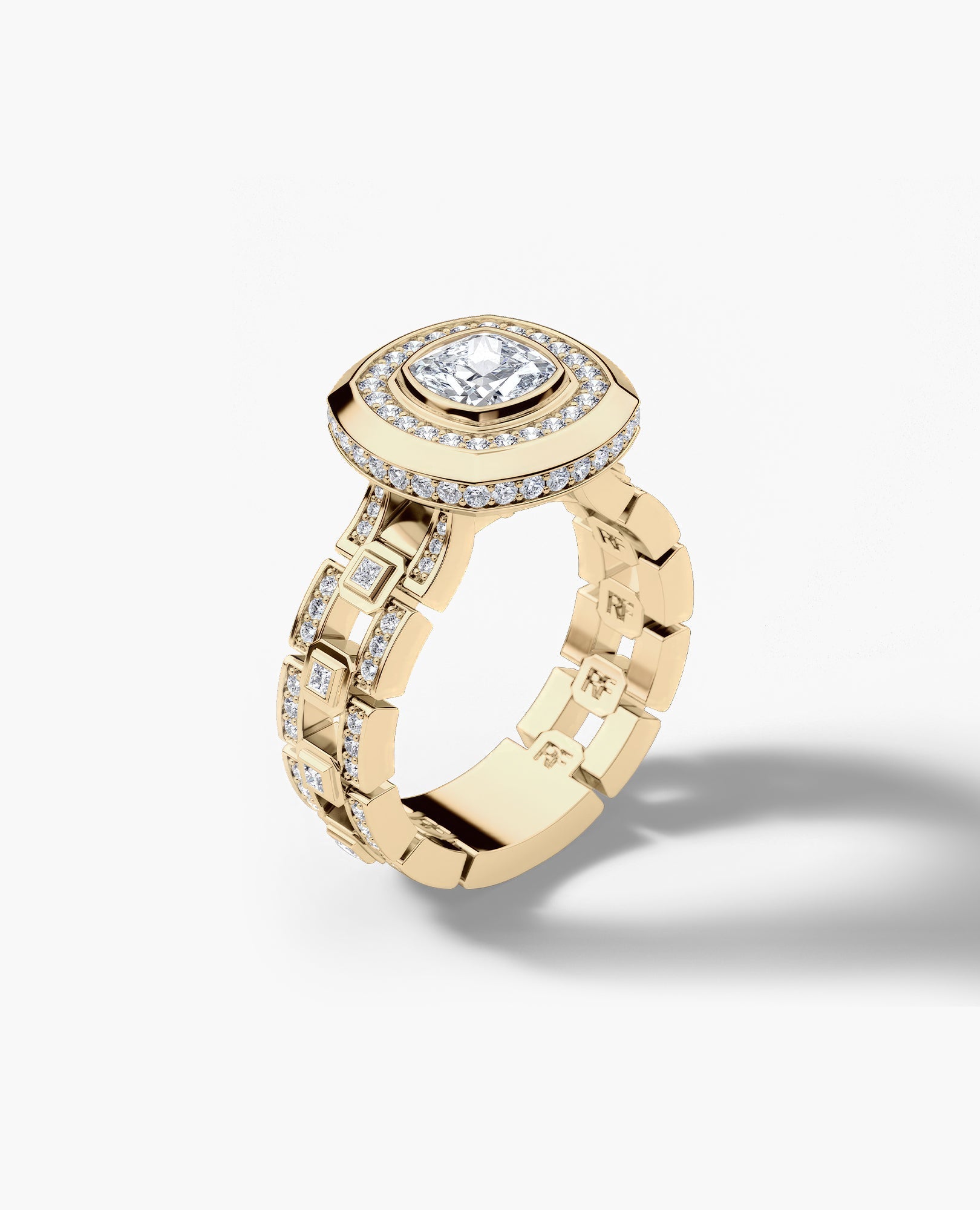 LA PAZ Cushion Cut Diamond Gold Engagement Ring