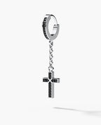 DANGLE Cross Hoop Gold Earring with 0.12ct Black Diamonds