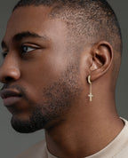 DANGLE Cross Hoop Gold Earring with 0.12ct Diamonds