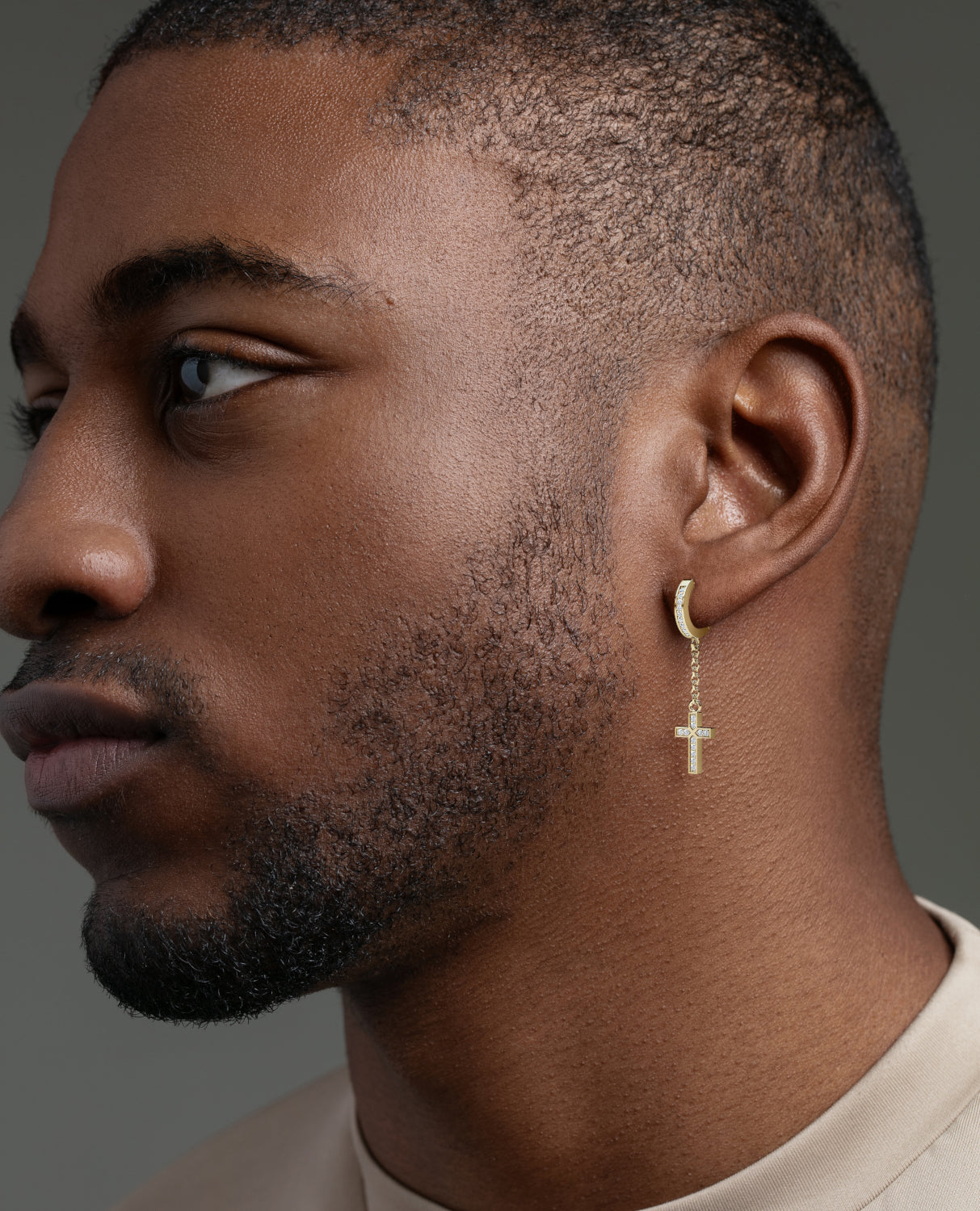 DANGLE Cross Hoop Gold Earring with 0.12ct Diamonds