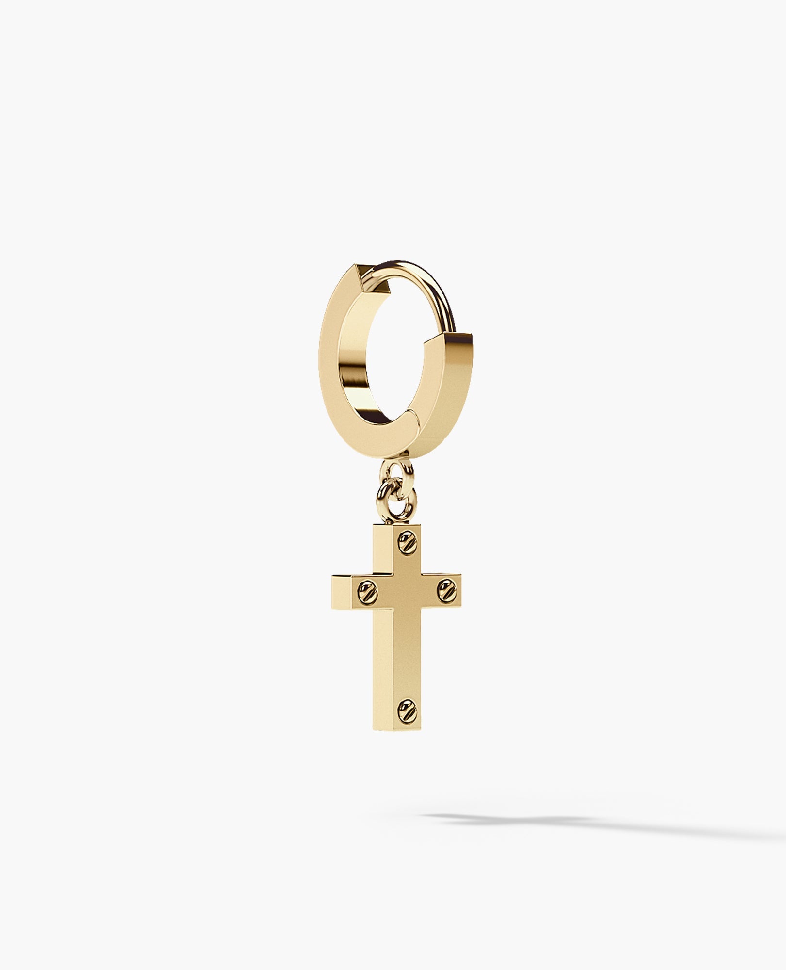 DANGLE Cross Gold Hoop Huggie Earring with 0.12ct Diamonds