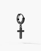 DANGLE Cross EverBlak Black Gold Hoop Huggie Earring