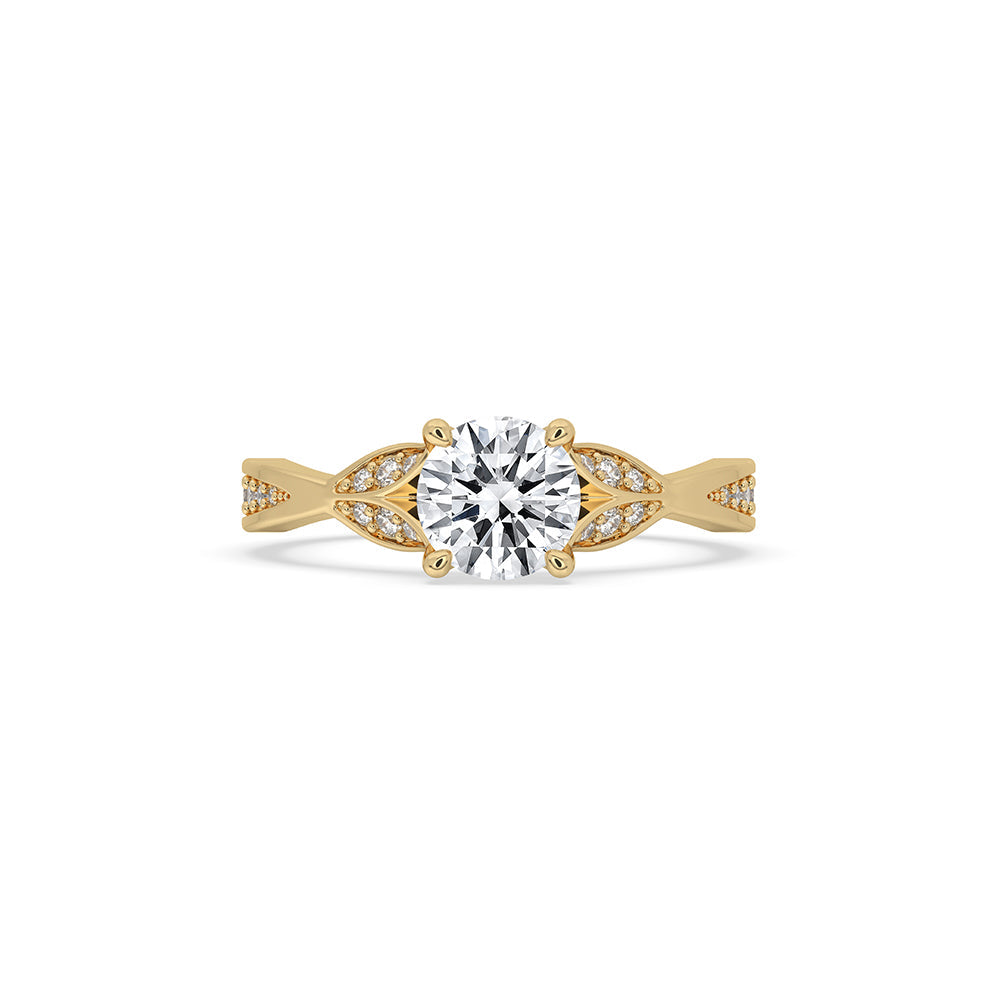 Round Cut Diamond Cathedral Engagement Ring Main image