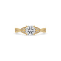Round Cut Diamond Cathedral Engagement Ring