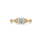 Round Cut Diamond Cathedral Engagement Ring