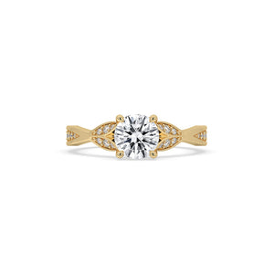 Round Cut Diamond Cathedral Engagement Ring