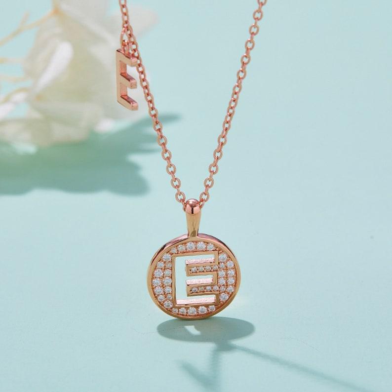 Personalized "E" latter diamond necklace