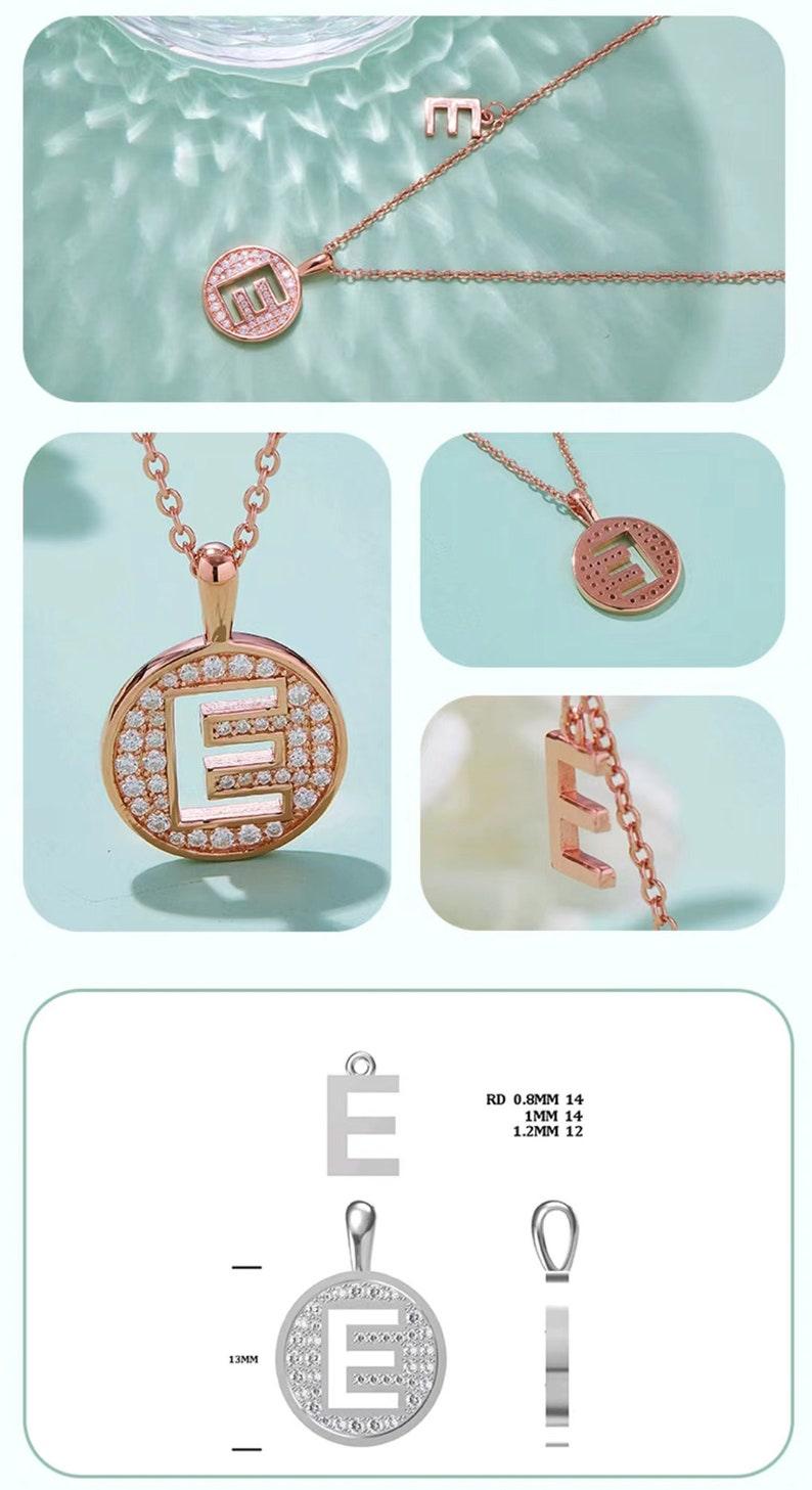 Personalized "E" latter diamond necklace