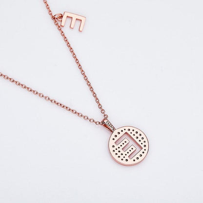 Personalized "E" latter diamond necklace