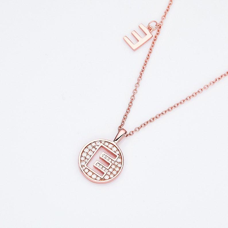 Personalized "E" latter diamond necklace