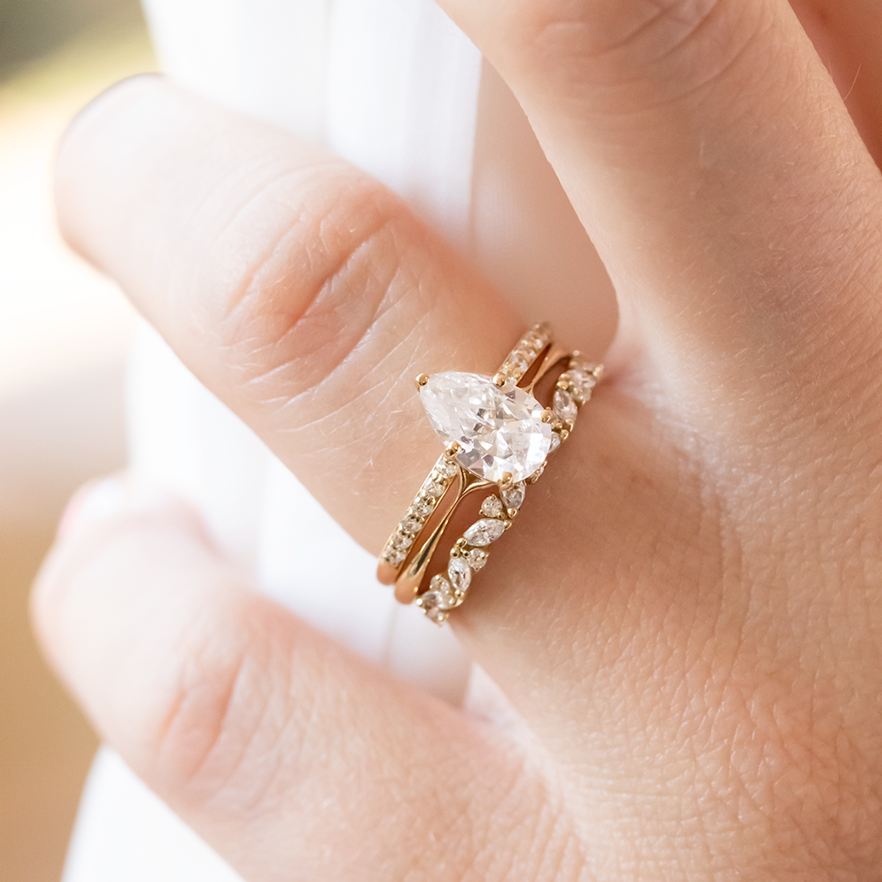 1.33 CT Pear Cut Moissanite Solitaire Engagement Ring