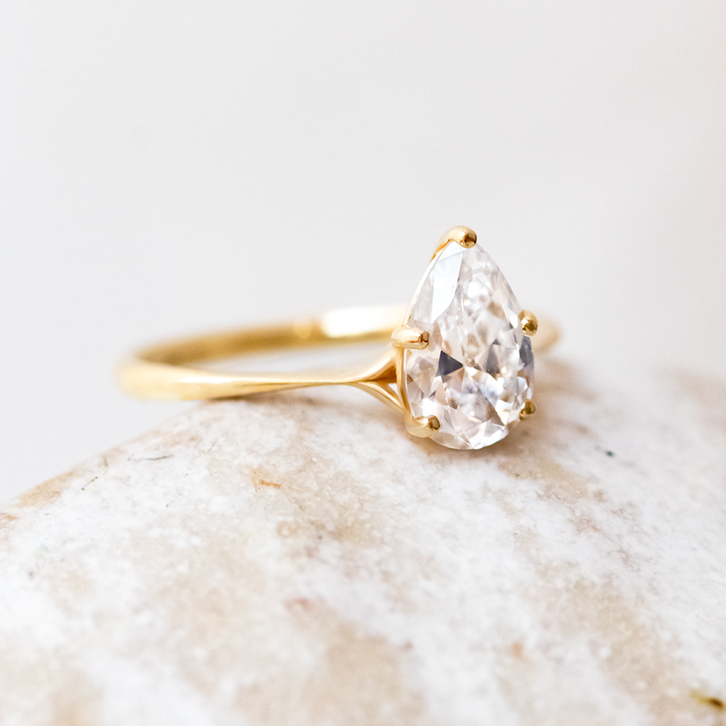 1.33 CT Pear Cut Moissanite Solitaire Engagement Ring