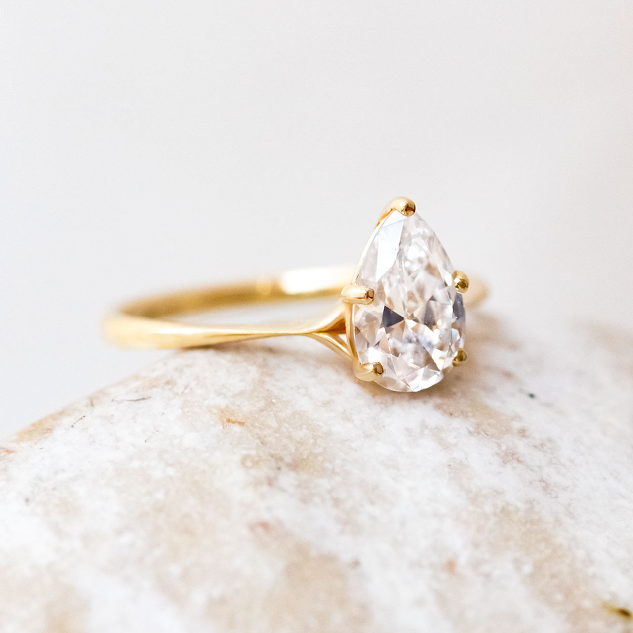 1.33 CT Pear Cut Moissanite Solitaire Engagement Ring