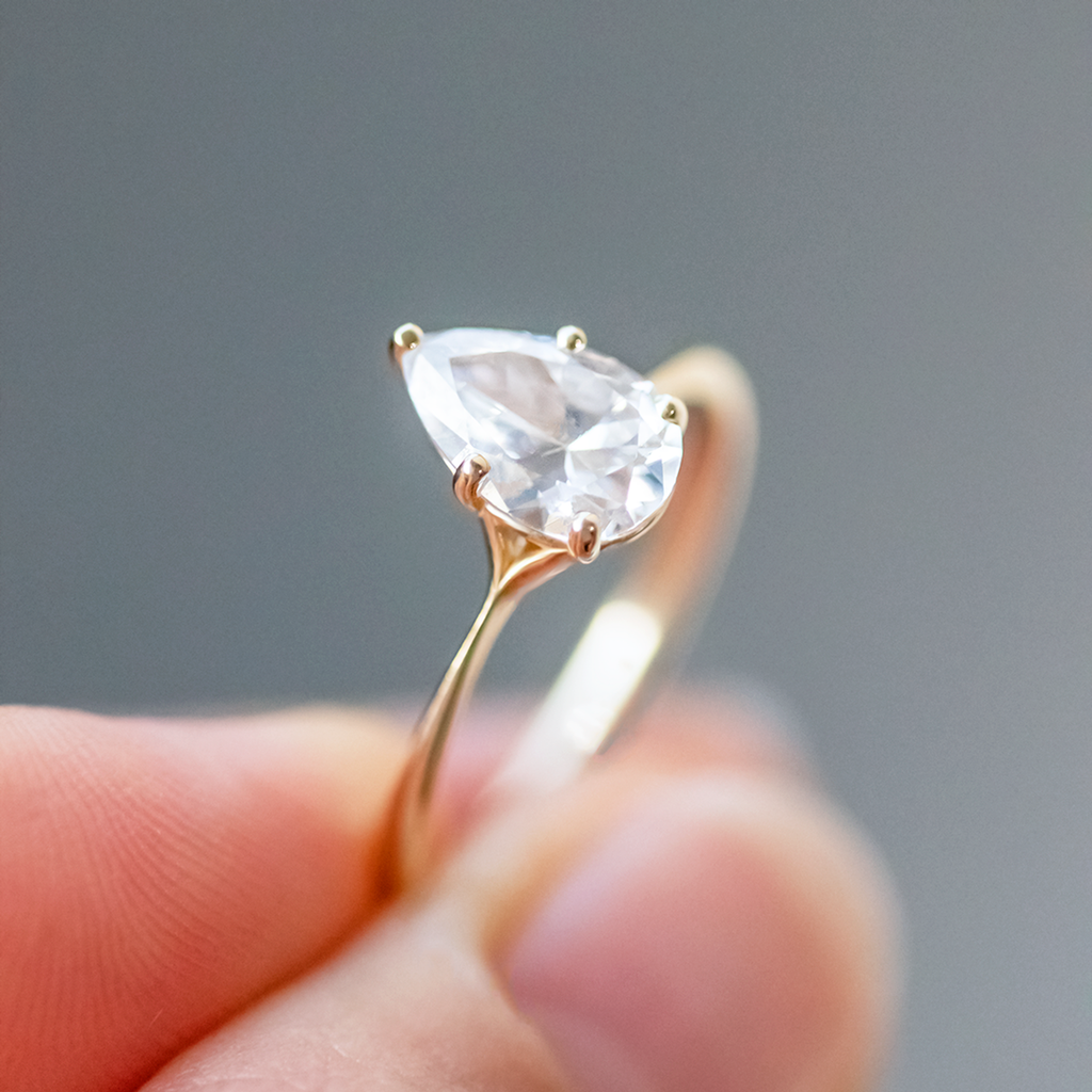 1.93 CT Pear Cut Moissanite Solitaire Engagement Ring