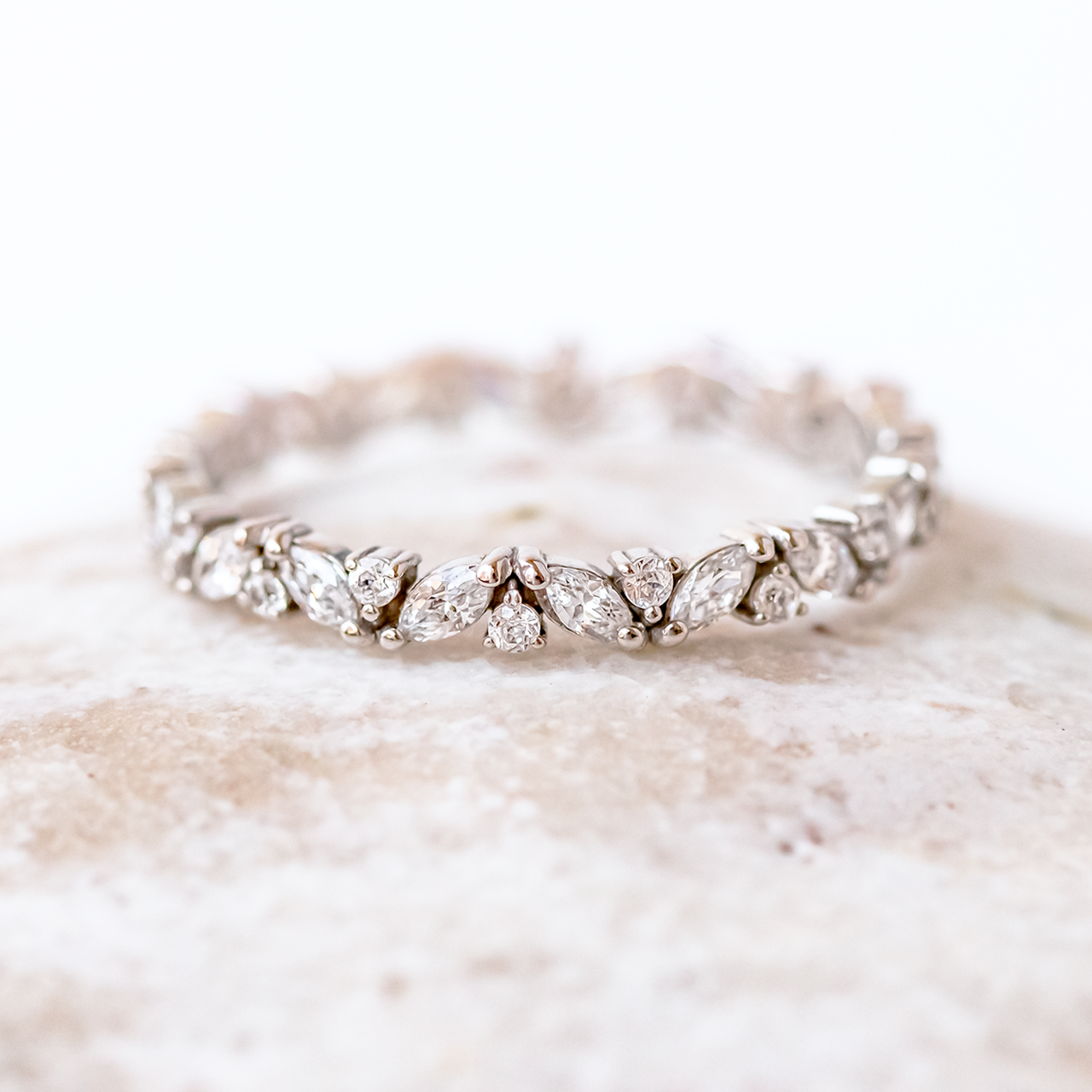 Marquise and Round Cut Full Eternity Wedding Band Main image