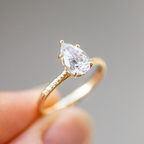1.33 CT Pear Cut Pave Style Moissanite Engagement Ring
