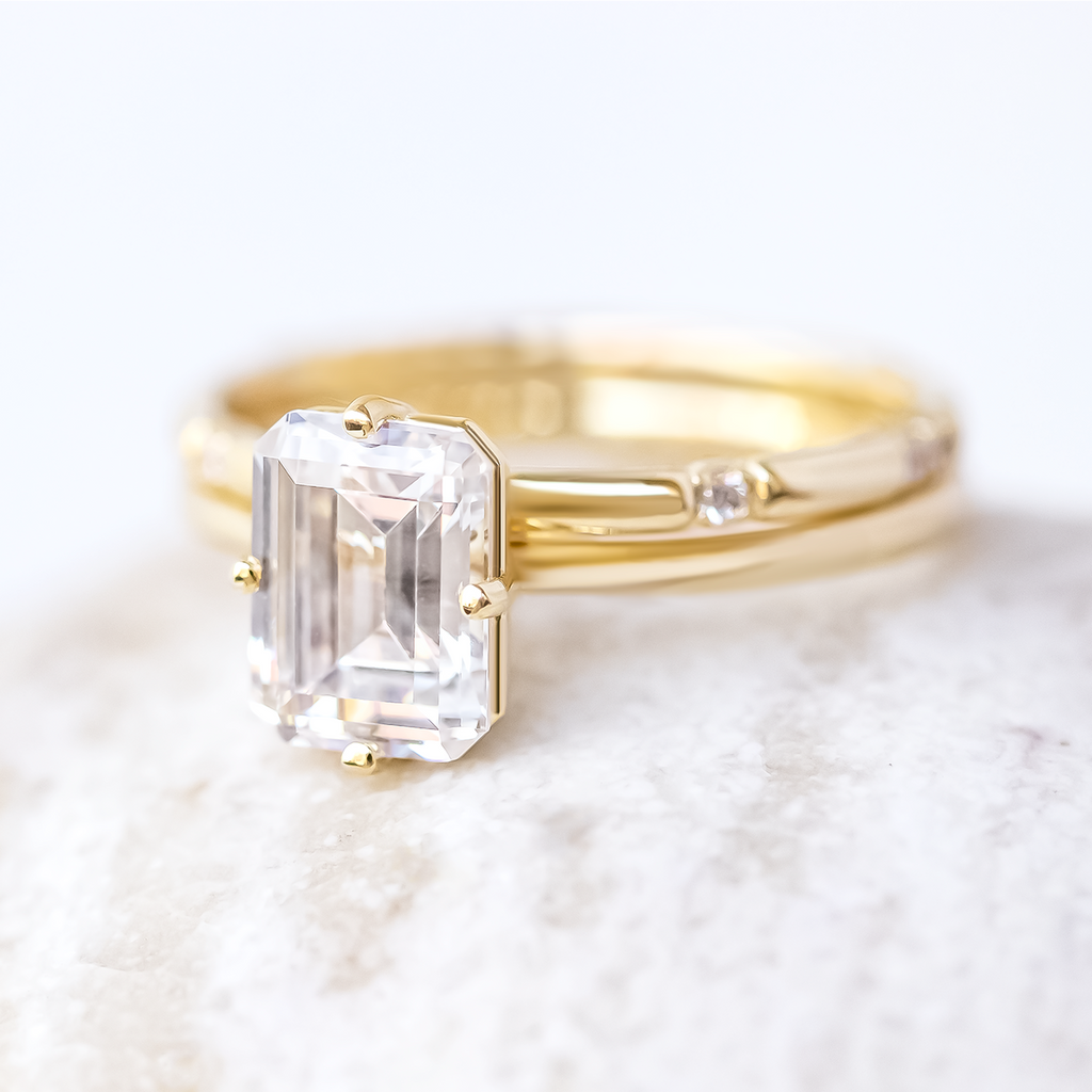 2.30 CT Emerald Cut Moissanite Solitaire Engagement Ring