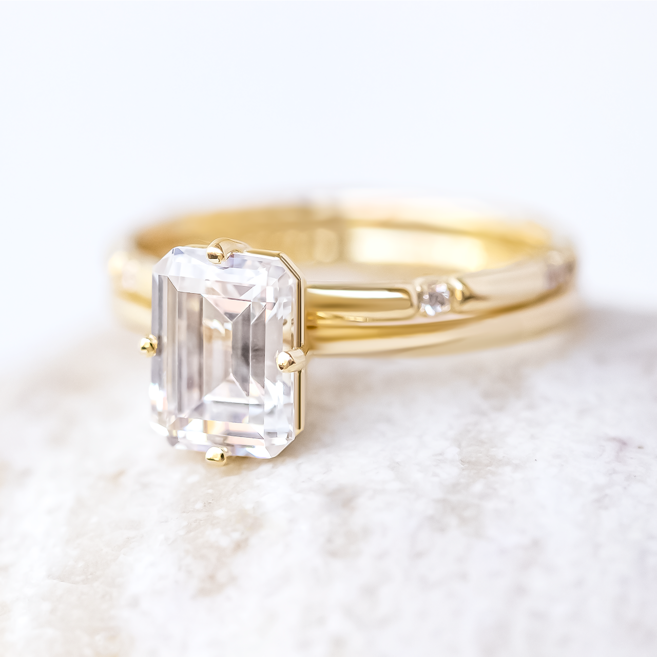 2.30 CT Emerald Cut Moissanite Solitaire Engagement Ring