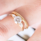 1.0 CT Round Cut Three Stone Style Moissanite Engagement Ring