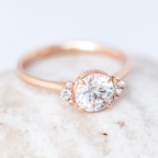 1.20 CT Round Cut cluster Moissanite Engagement Ring