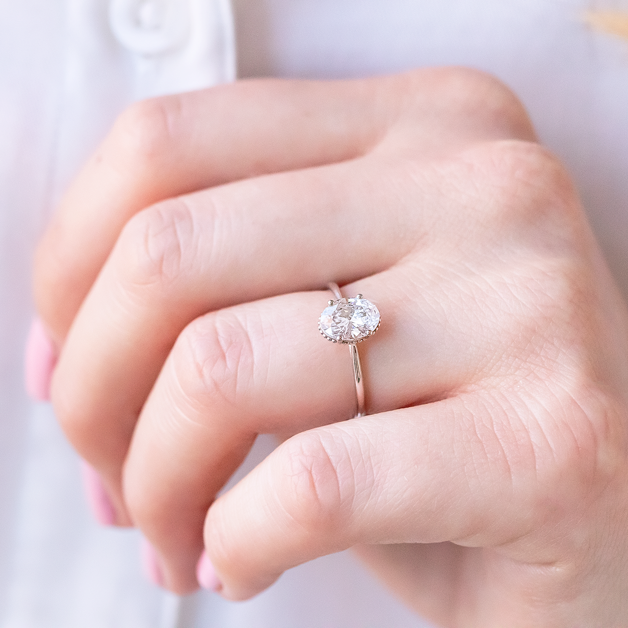 1.93 CT Oval Cut Moissanite Solitaire Engagement Ring