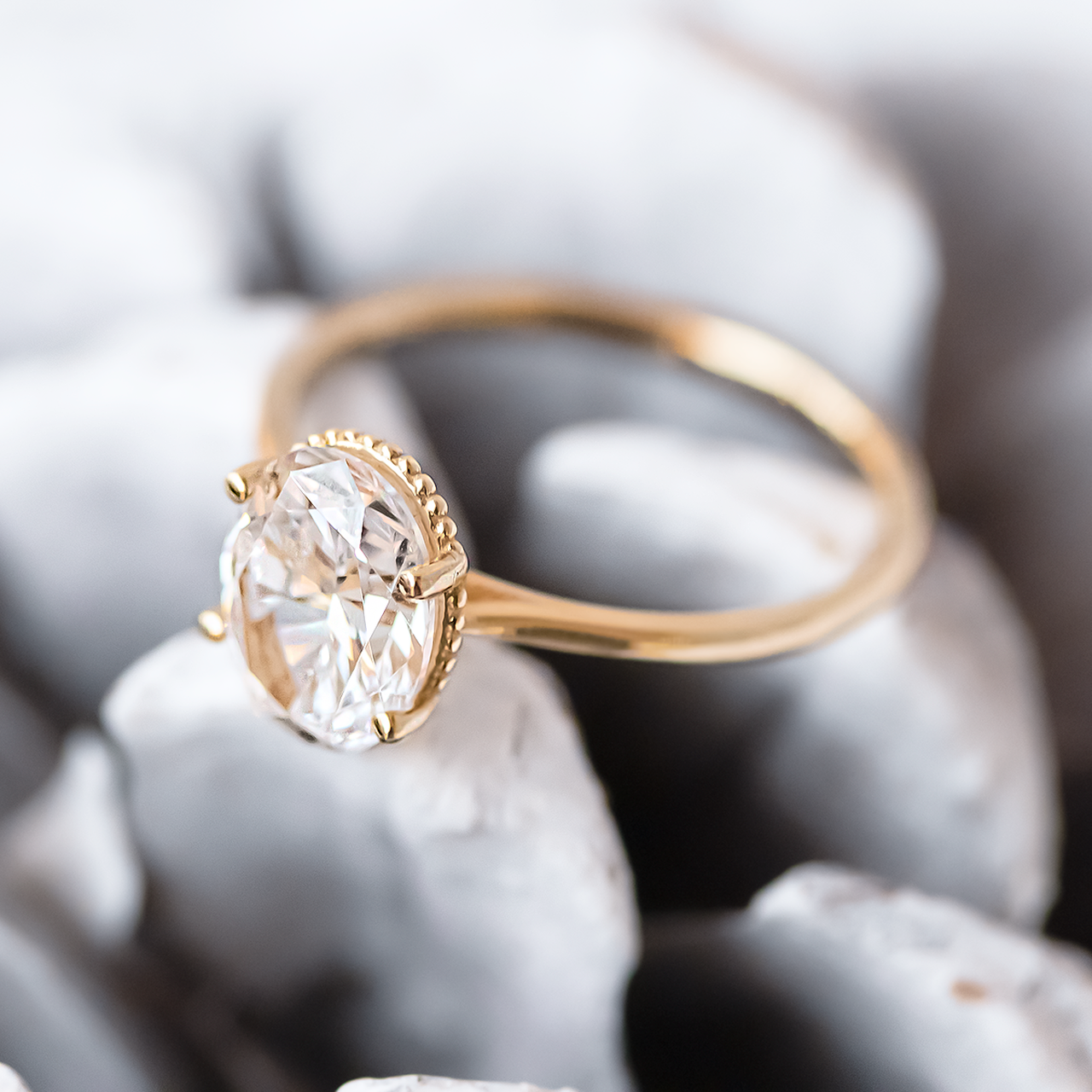 1.93 CT Oval Cut Moissanite Solitaire Engagement Ring