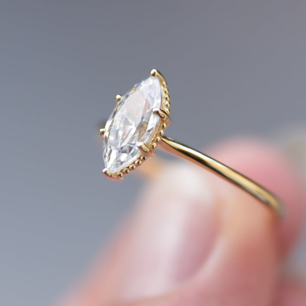 1.0 CT Marquise Cut Solitaire Moissanite Engagement Ring